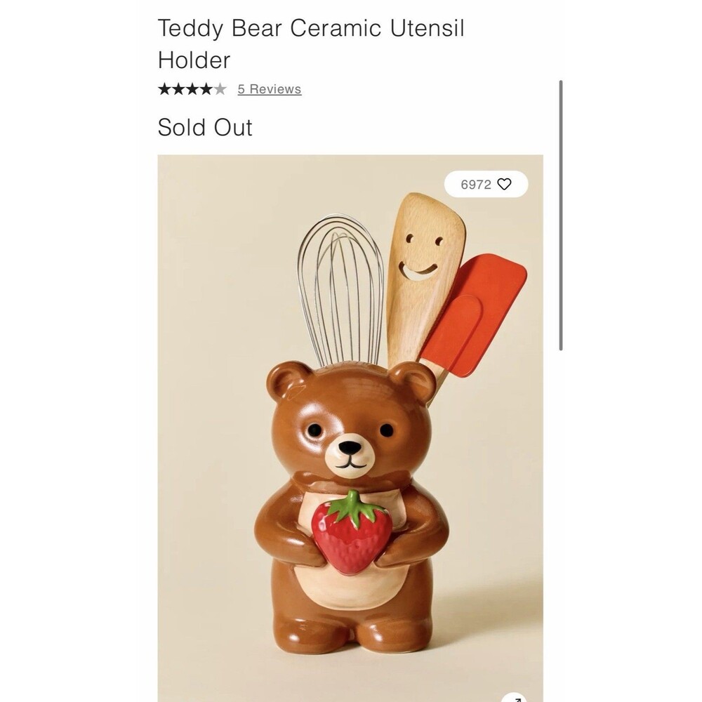 Urban Outfitters Ceramic Bear Utenstil Holder
